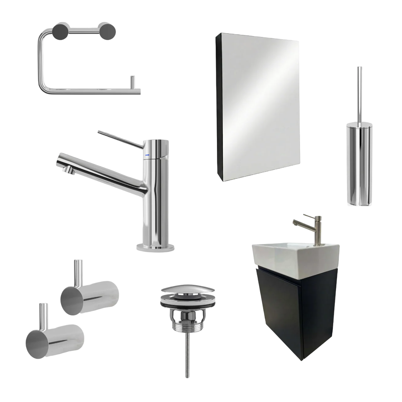 Milano Nero 45 cm Badeværelsespakke – Badmøbel, Spejlskab & Scandtap - Image 33