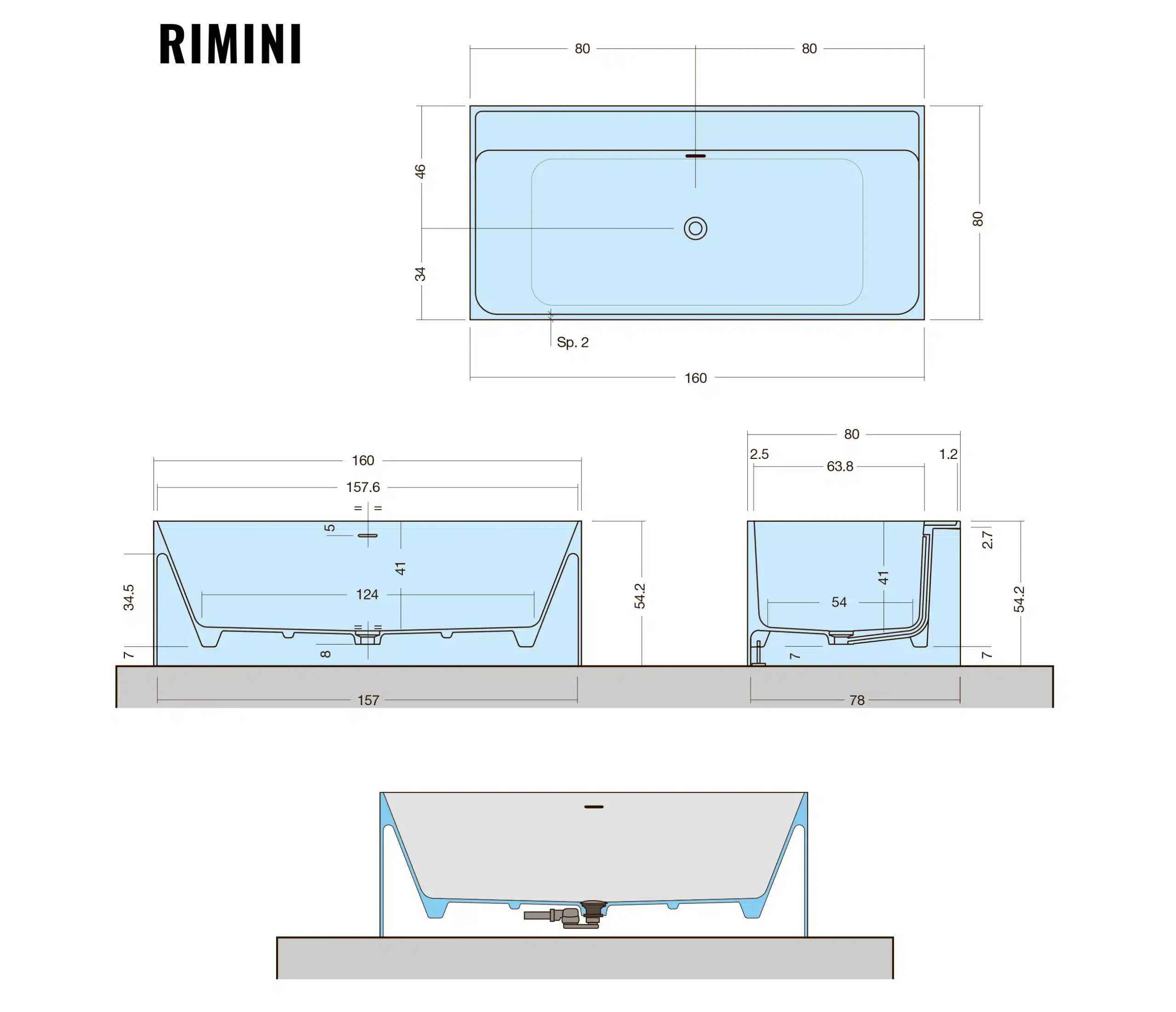 Rimini - On wall badekar - 160×80 - Image 10